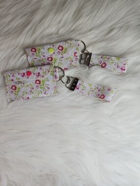 Floral Pink & Green Wristlet Clutch Set - Women's Clutches & Wristlets. Handmade